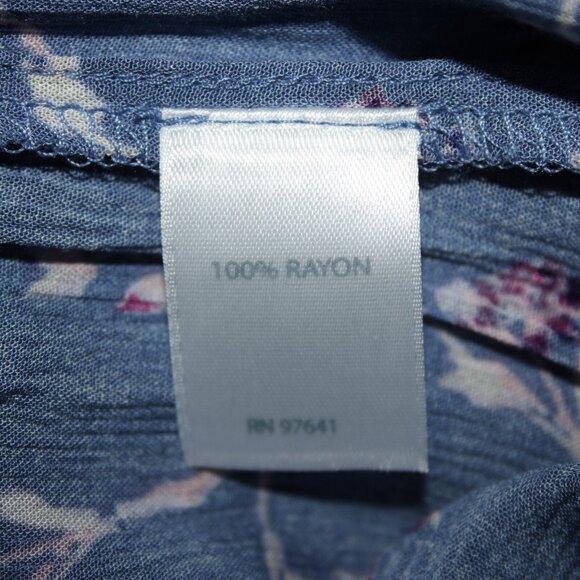 J Jill Sz M Blue White Multi Color Lined Ruffles Pullover 100% Rayon Dress - Picture 10 of 13